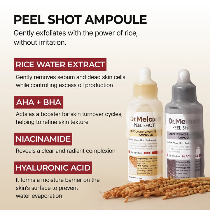 Dr Melaxin Peel Shot Rice Ampoule Duo